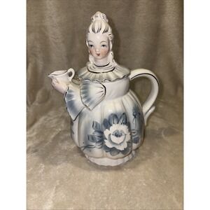 Vintage 1950s Lipper & Mann Colonial Lady Teapot Figural Lacks Music Box